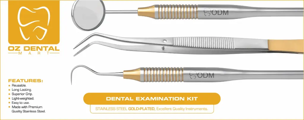 Dental Examination Kit – Gold Plated - Set of 03