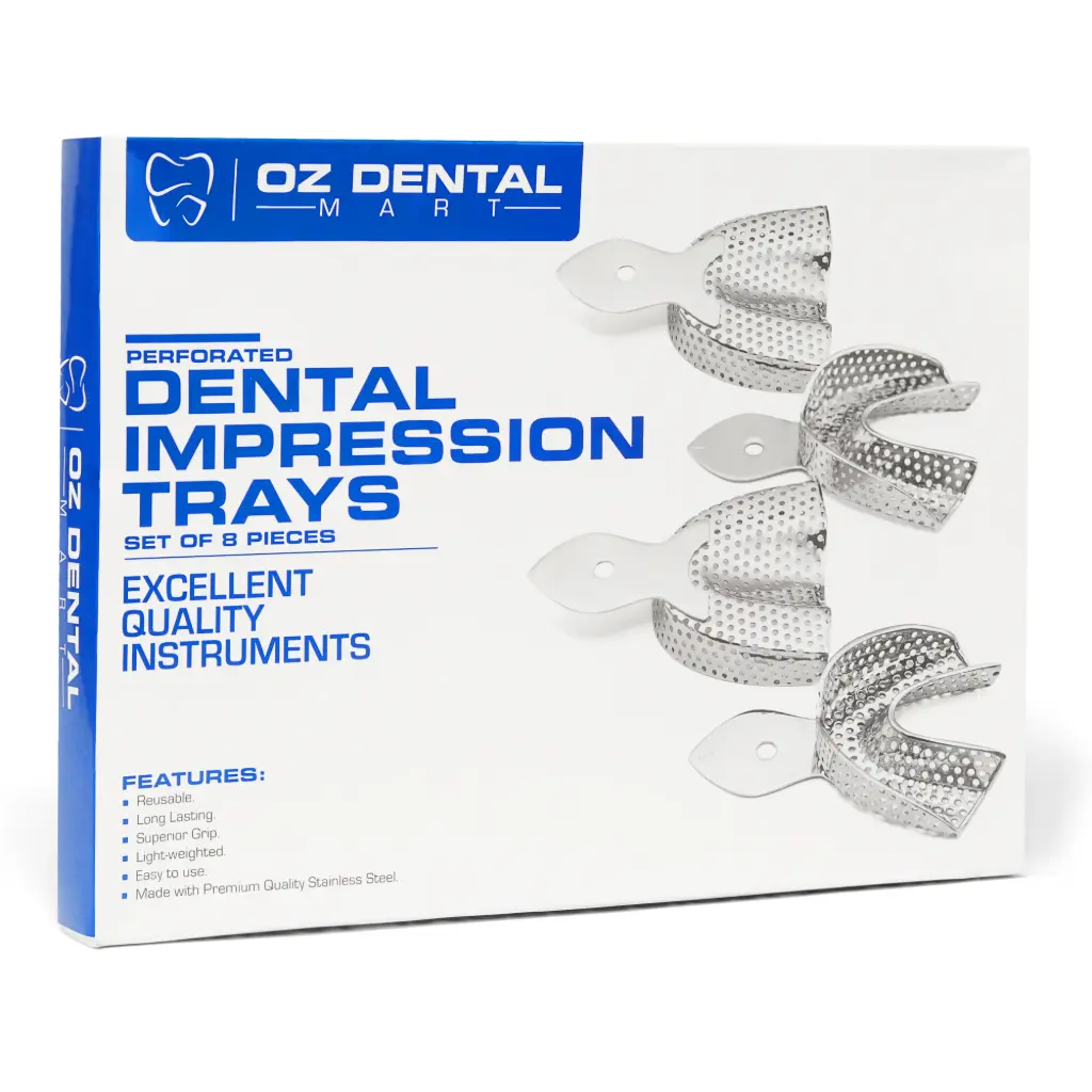 Dental Impression Trays Perforated Upper & Lower - Set of 08