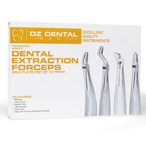 Extraction Forceps set - Gold Plated - Adult - (Set of 10)
