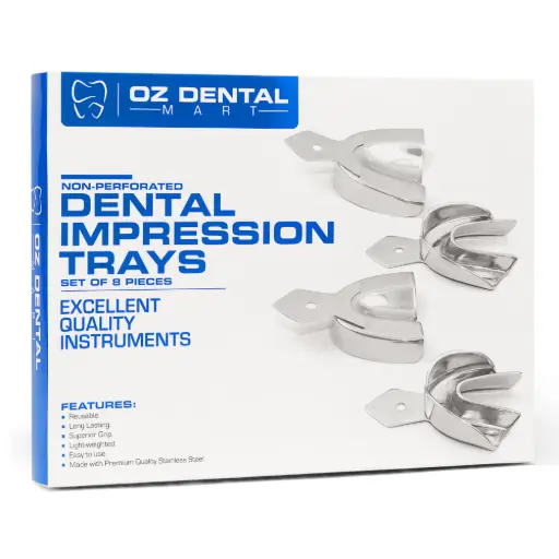 Dental Impression Trays Solid Upper & Lower - Set of 08